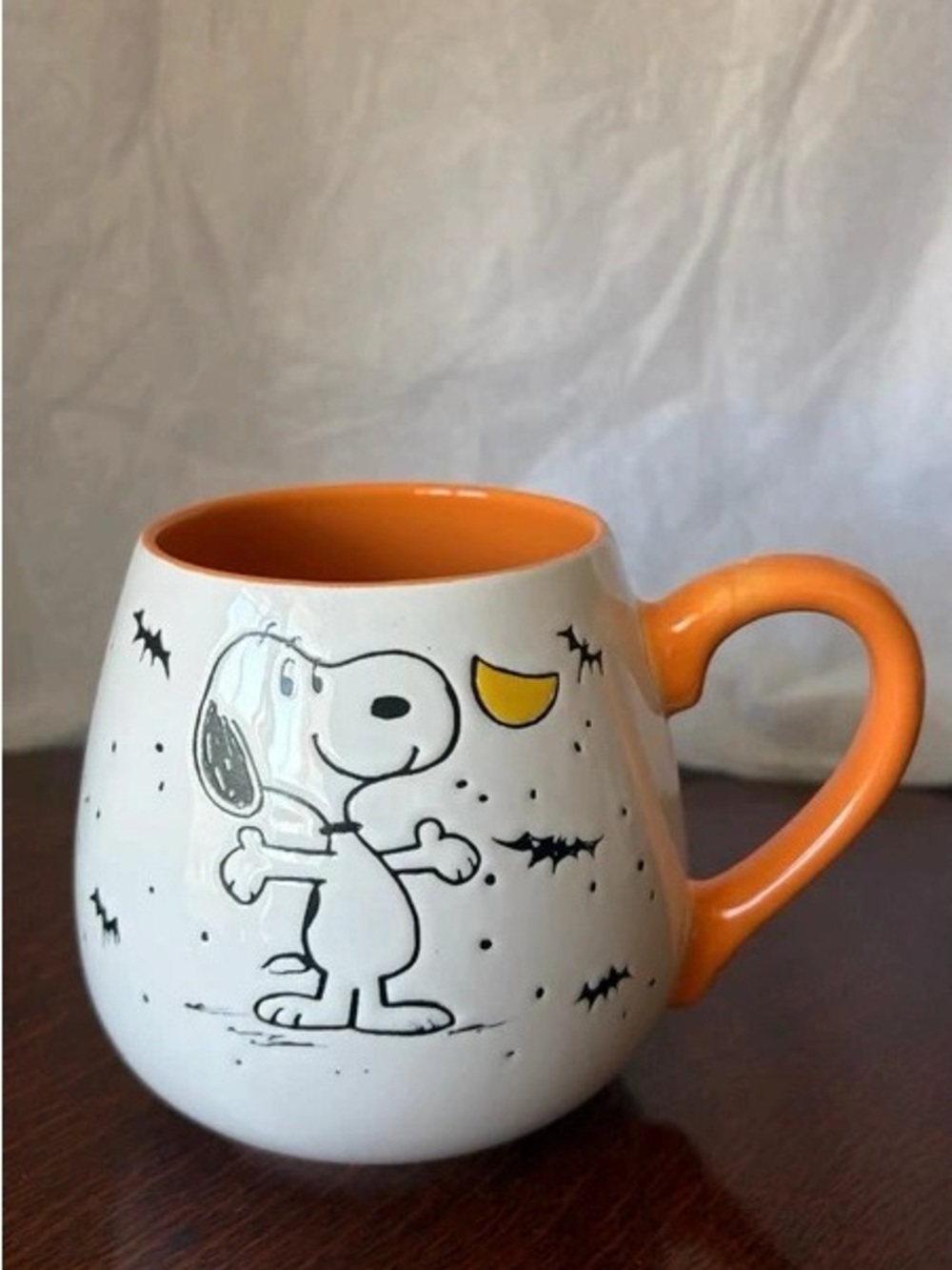 White and Orange Halloween Snoopy Ceramic Mug